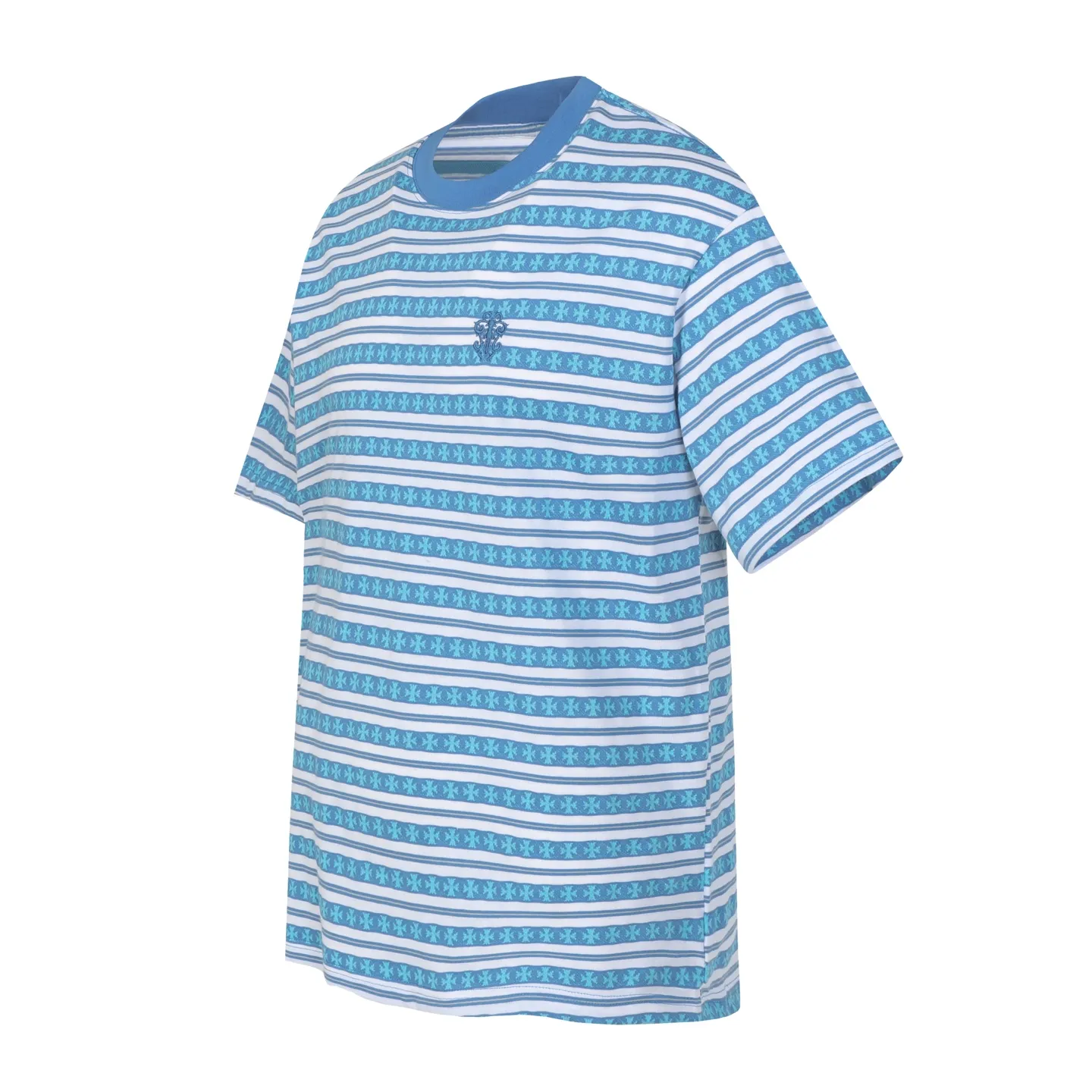 P160 -Chrome Hearts/Chrome Hearts 25ss season's most popular striped yarn-dyed short-sleeved T-shirt -High weight, high density and high quality. The wool is soft, delicate and skin-friendly. It feels soft and silky. It has excellent warmth and skin-friendly properties. -Custom-woven and dyed, no color difference, no matter the fabric or workmanship details. Overwhelms the ordinary version on the market. -Colour: Gray Blue Green -Size: S M L XL